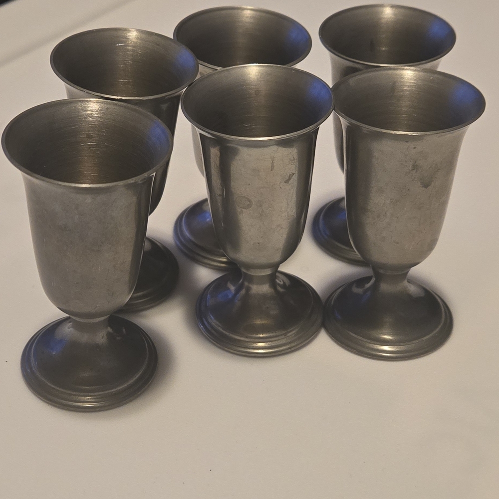 Vintage Revere Pewter Silver Goblet Set